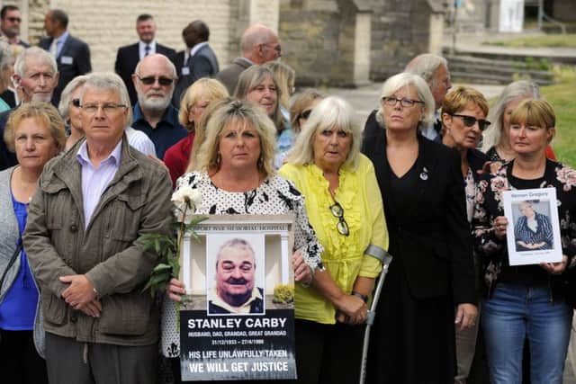 Families gather outside Portsmouth Cathedral on Wednesday. Picture: Malcolm Wells