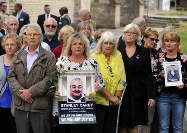 Families gather outside Portsmouth Cathedral on Wednesday. Picture: Malcolm Wells