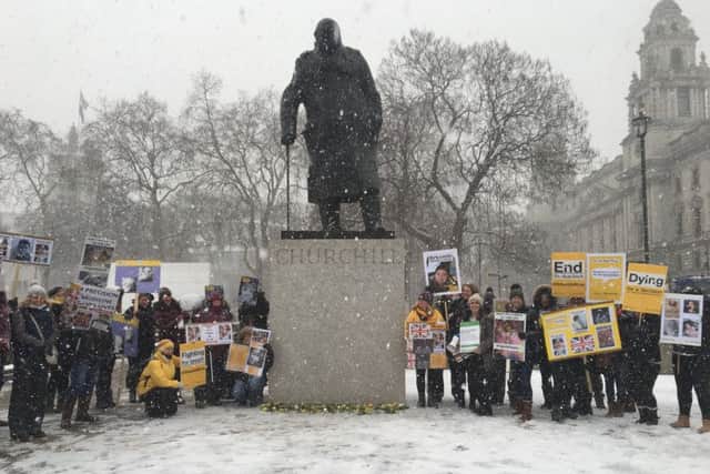 A protest held in February this year in London by campaigners.