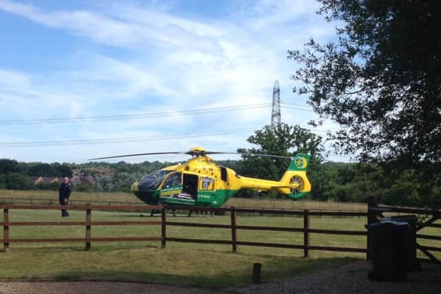 Air ambulance attending Swanmore road collision