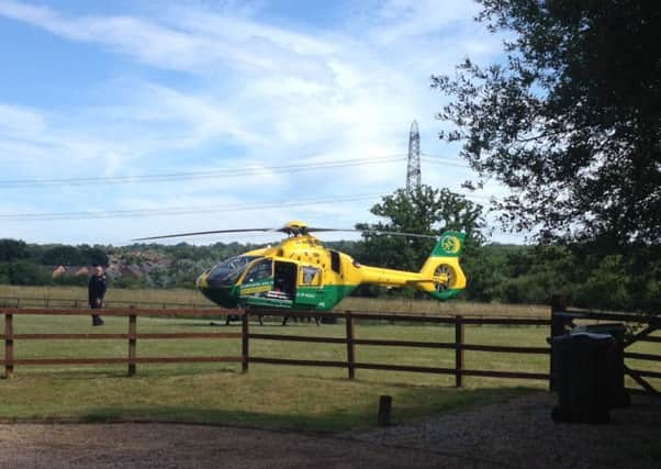 Air ambulance attending Swanmore road collision