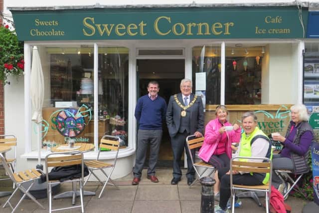 Former Mayor of Winchester Cllr James McLean at Sweet Corner in Bishops Waltham which recently received LEADER funding