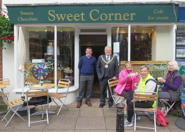Former Mayor of Winchester Cllr James McLean at Sweet Corner in Bishops Waltham which recently received LEADER funding