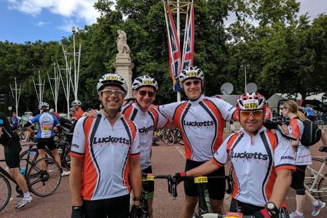 Pictured left to right, Paul Swinburne, Ian Luckett, Mark Child and Tony Lawman, who are all part of the Lucketts Travel cycling team taking part in Velo South