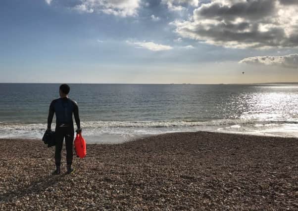 Vinicius Vecchiatti by the Eastney coastline, where the swim will begin on Saturday. Picture: Vinicius Vecchiatti