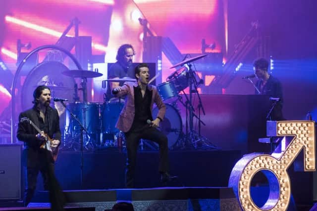 The Killers perform on stage during the Isle of Wight festival at Seaclose Park, Newport. Picture: David Jensen/PA Wire.