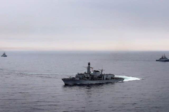 HMS Montrose escorts Russian warships through the English Channel. Photo: LPhot Dan Rosenbaum