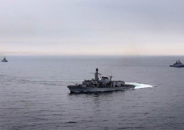 HMS Montrose escorts Russian warships through the English Channel. Photo:  LPhot Dan Rosenbaum