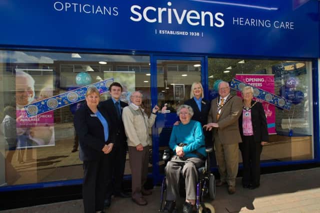 Scrivens celebrated their relocation from 29 Wellington Way to the new branch at 6 The Precinct, London Road, Waterlooville, with an official opening. Mayor and Mayoress of Waterlooville, Cllr Peter and Janet Wade, Scrivens Branch Manager Sandy Dixon, Assistant Branch Manager Kurt Tasker, Sales Advisor Marilyn Webb and South East Area Manager, Dan Abraham. Also featuring, with keys to open the new branch door, who have been Scrivens customers since the 1960s, Kathleen and John Harwood from Waterlooville