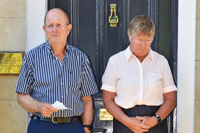 Dr Jane Barton with her husband Tim Barton, who read a statement at their home in Gosport this morning. Picture: Morten Watkins/Solent News & Photo Agency