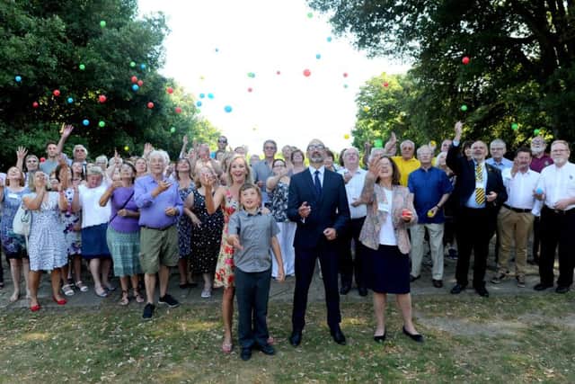 Gosport Voluntary Action is officially launched the Gosport Community Lottery on Thursday evening at the Alverbank Hotel.
Pictured is: (front centre left to right) Caroline Dinenage MP, Ben Speare, managing director of Gatherwell and Nicky Staveley from Gosport Voluntary Action.
Picture: Sarah Standing (180541-8347)