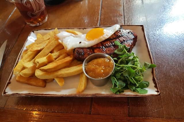 Barbecue bacon chop at The Bat and Ball, Hambledon