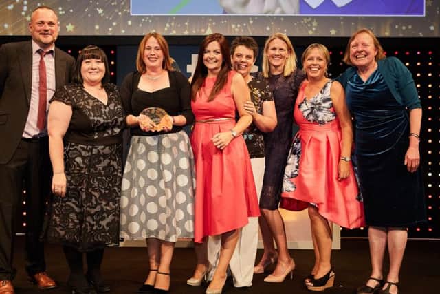 Gomer Junior School headteacher Georgina Mulhall collects the TES STEM award