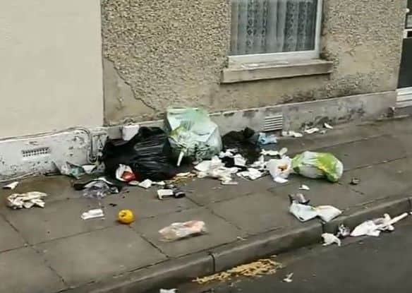 Rubbish in Hudson Road in Southsea