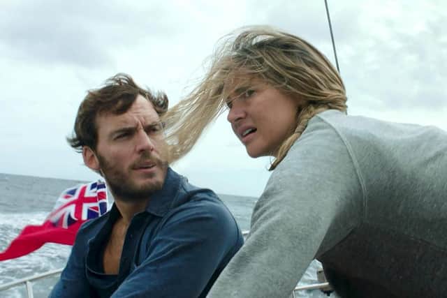 Shaleine Woodley and Sam Claflin in Adrift.