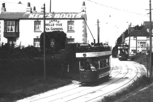 Looking up to the summit of Portsdown Hill. The Belle-Vue tea rooms would have been a popular spot on a summer's day.
