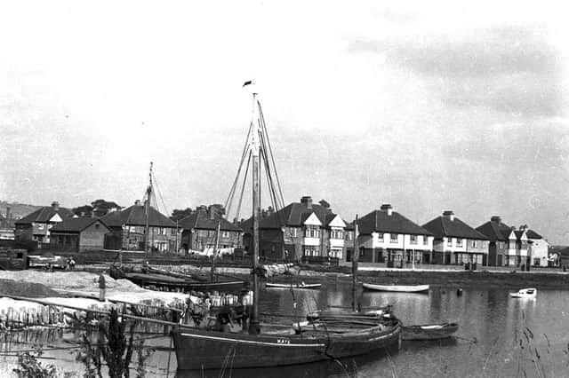 The ketch-rigged barge Kate off Highbury, Cosham, possibly about 1930.
