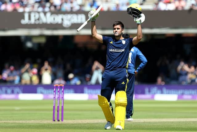 Rilee Rossouw celebrates his hundred