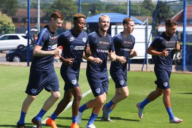 Dion Donohue, Jamal Lowe, Jack Whatmough, Adam May and Gareth Evans. Picture: Habibur Rahman