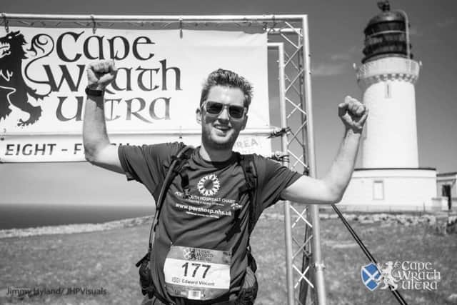 Eddie Wallace, 40, from Hambledon, took part in the Cape Wrathe Ultra 248-mile run to raise cash for QA Hospital. Their starfish ward has cared for his son Oscar, three, who was born with disabilities. Picture: Eddie Wallace