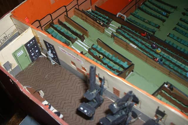 Part of the auditorium and projection room of the Odeon, North End.