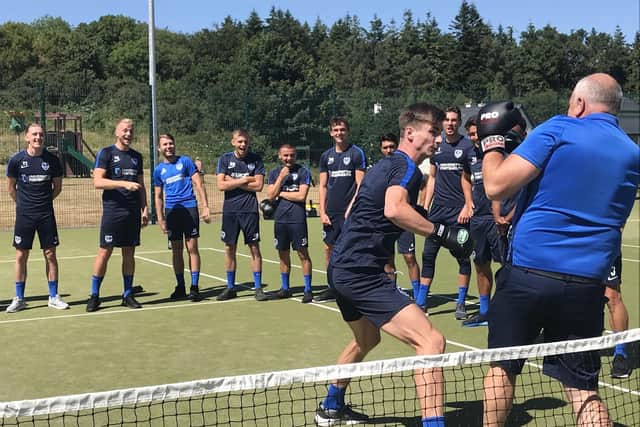 Oli Hawkins boxing Kev McCormack during the pre-season tour to Ireland. Pompey. Picture: Portsmouth FC