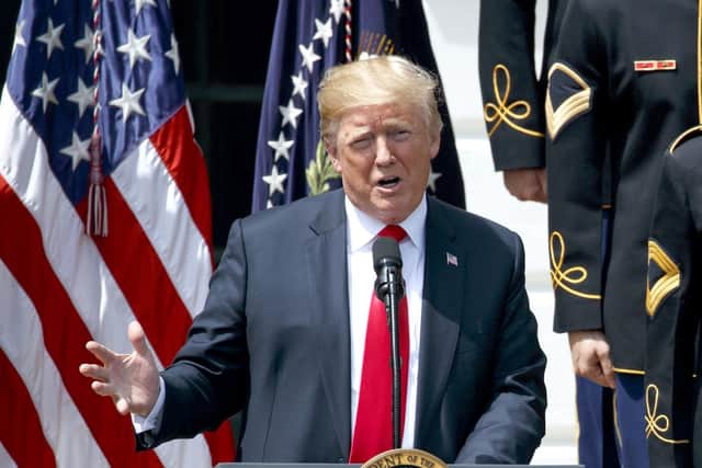 Protesters are staging a rally in Portsmouth ahead of US president Donald Trump's visit to the UK on Friday, July 13.