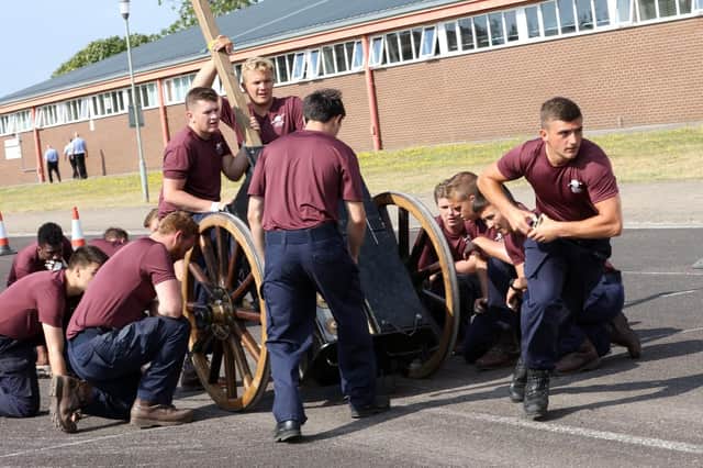 HMS Sultan Engineering technicians from HMS Sultan preparing for the Junior Leaders Field Gun Competition at HMS Collingwood