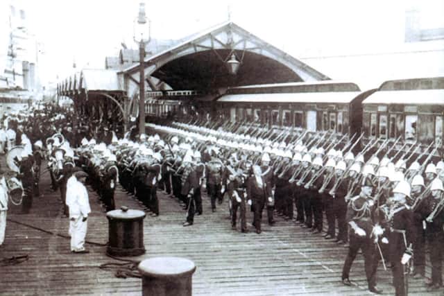A special arrival at the South Railway Jetty in Portsmouth Dockyard.  I have no information about this photograph. Can anyone help. Picture: Barry Cox Collection