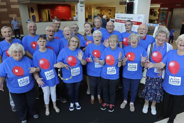 Heavy Breathers staged a mini concert at Queen Alexandra Hospital, Portsmouth. Picture Ian Hargreaves (180622-1_lungs)