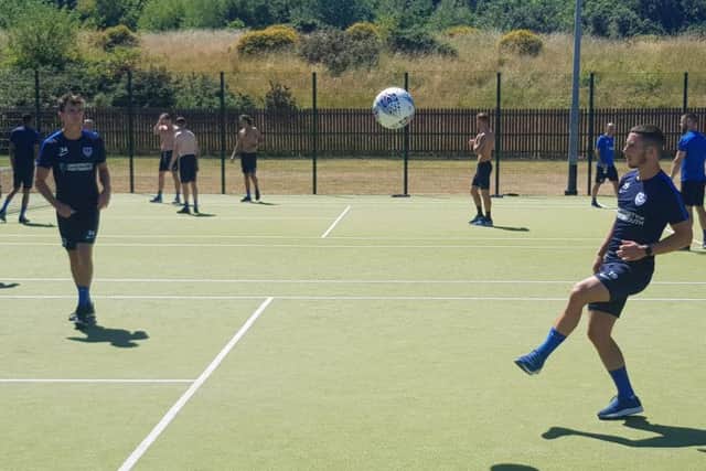 Conor Chaplin during Pompey's football tennis tournament.