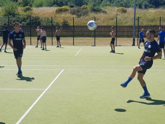 Conor Chaplin during Pompey's football tennis tournament.
