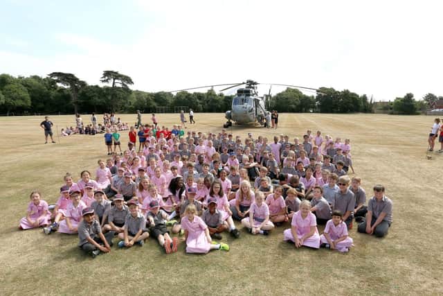 The Sea King helicopter at West Hill Park School, Titchfield