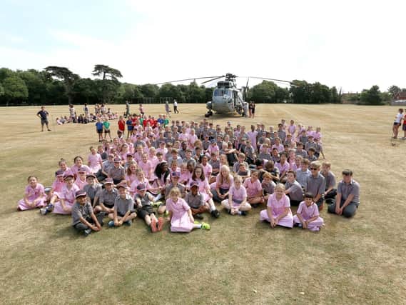The Sea King helicopter at West Hill Park School, Titchfield