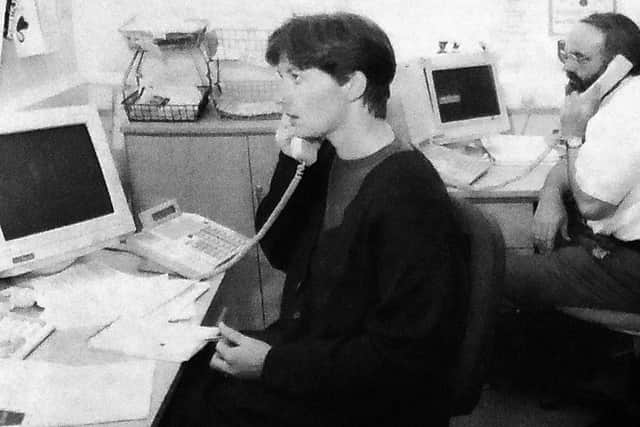 Helpline team members WPC Beverley Crookshank and PC Ian Whitewood