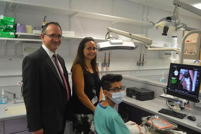 From left, Professor Chris Louca, Sarah Barber and Nide Malik. Picture: David George