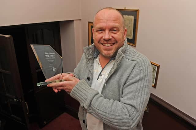 James Alderson winning the Best Comedy Award at The WOW247 (Guide) Awards, 2015. Picture Ian Hargreaves.(160041-3)