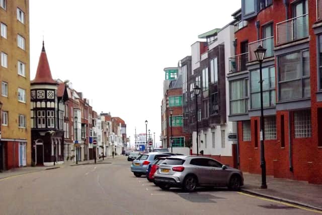Broad Street, Old Portsmouth, 2018 The same location in Broad Street today with Lucas ships chandlers gone as has the CPPTD preserved vehicles warehouse.
