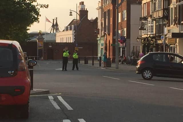 Queen Street, Portsea was closed off due to fire at a flat above the Ship and Castle