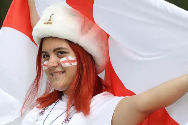 An England fan outside the Samara Stadium today Picture: Owen Humphreys/PA Wire