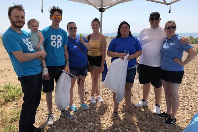 Volunteers at the beach clean