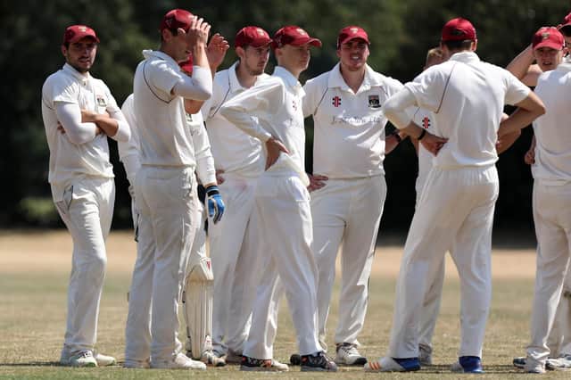 Fareham & Crofton celebrate a wicket against Shrewton. Picture: Chris Moorhouse