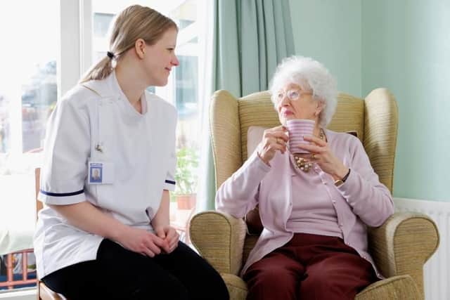 A patient is treated at home