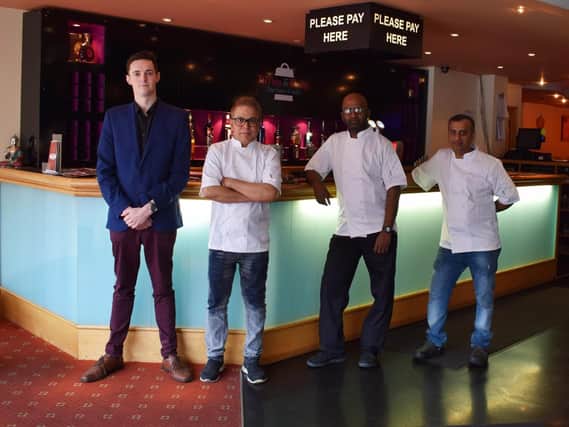 The management team at Tiffin and Thalis in West Street Fareham 
From left to right: Lawrence Lee - Restaurant Manager; Vinay Sukhdeve - Director and Head Chef; Agilan Chandran, Director and Sous Chef; Abhishek Kumar, Sous Chef.