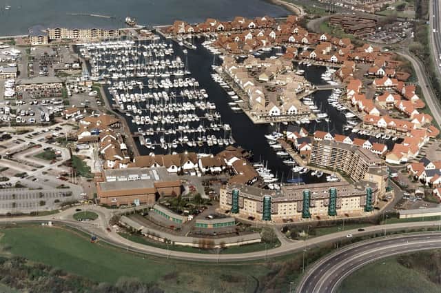 An aerial shot of Port Solent in 2003