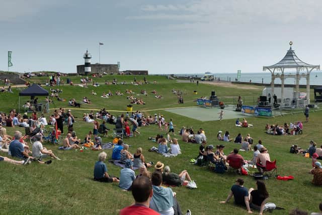 Revellers enjoy live music at the Southsea Bandstand. Picture: Keith Woodland