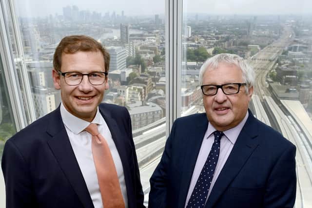 Baldwins, a business advisory group, has joined forces with accountants Wilkins Kennedy, in Fareham
From left, William Payne (Wilkins Kennedy) and John Baldwin (Baldwins)