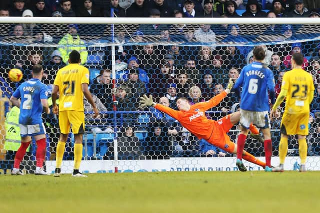 Lee Brown scores a free-kick against Pompey in February 2016