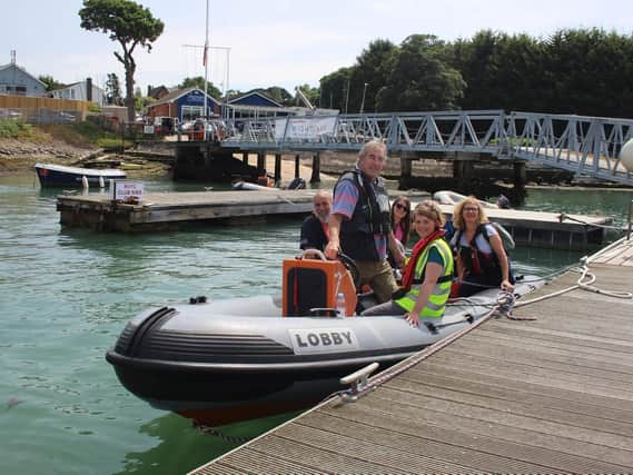 Wightlink's newly appointed environmental officer Nicola Craig joined Bournemouth University marine biologist Dr Alice Hall and Artecologys Ian Boyd and Claire Hector to view the artifical rockpools.