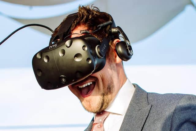 Stephen Morgan MP tries out the VR experience at Spinnaker Tower. Picture: Helen Yates
